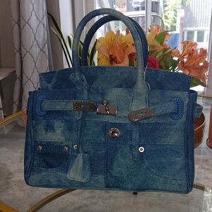 Stylish Blue Denim Handbag